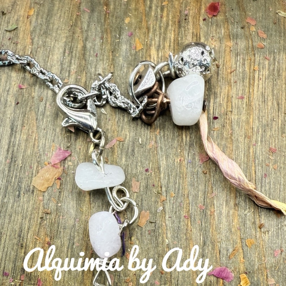 White Jade Rosary Chain Bracelet • Handmade Silver Wire‑Wrapped - Picture 3 of 3